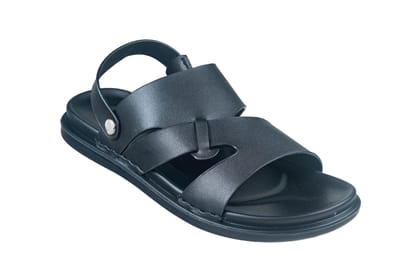 Puntooblu Gents Black Sandal PU-Black/D. Grey / 6