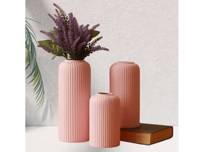 Modern Ceramic Flower Vase Setof 3 pcs (Pink) Modern Ceramic Flower Vase Setof 3 pcs (Pink)