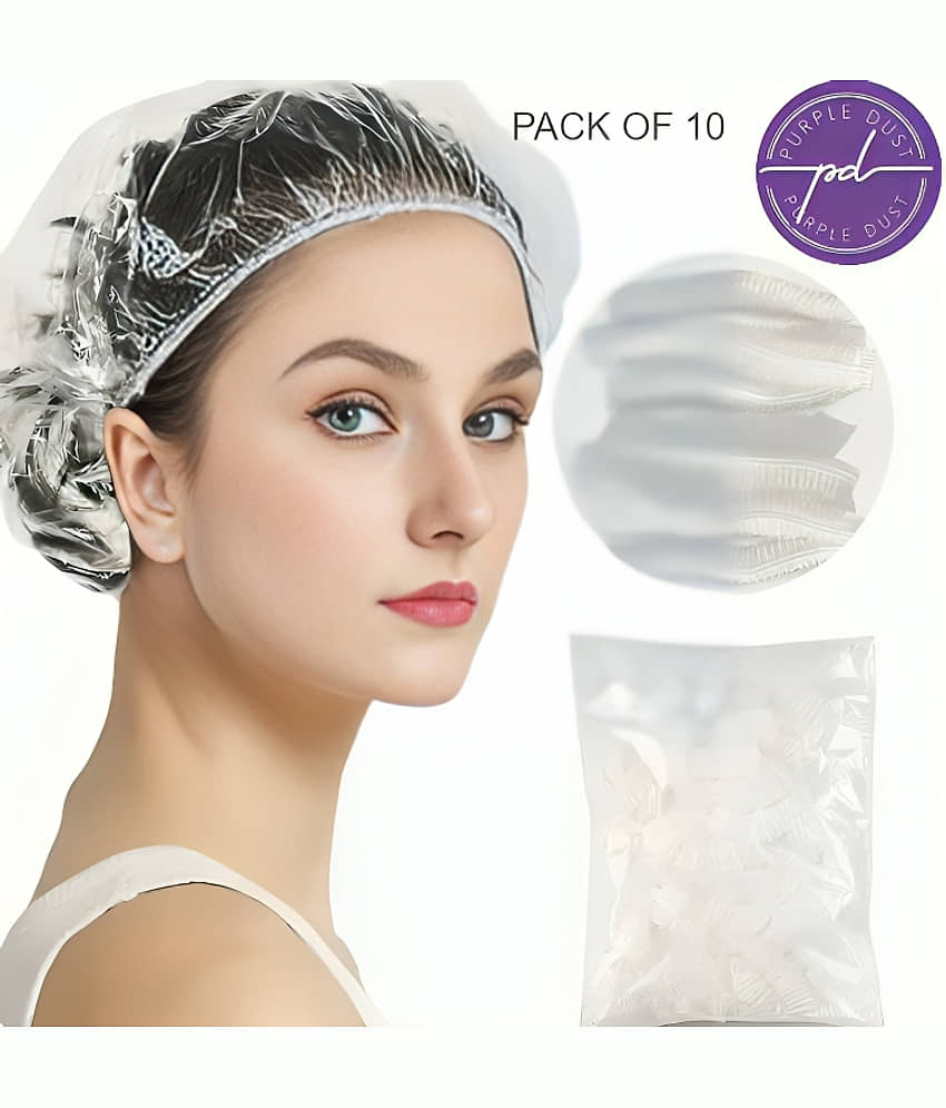 purple dust Transparent Polythene Shower Cap ( Pack of 10 )