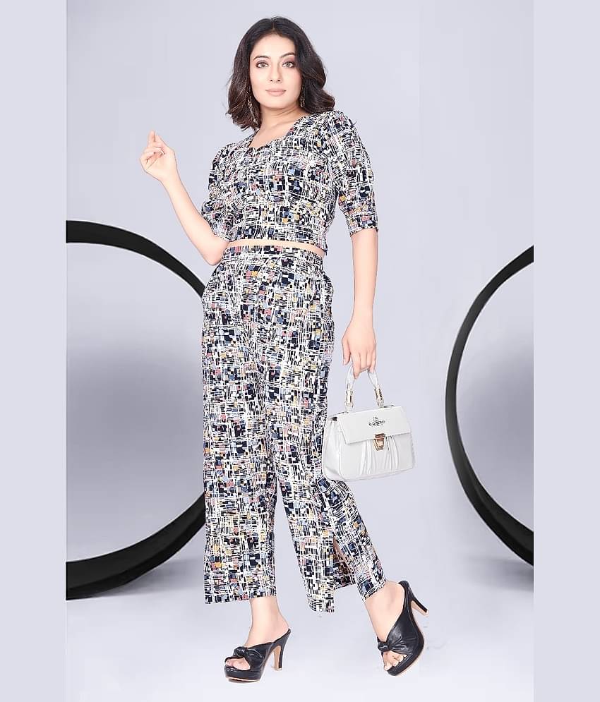 KAHARA Women Printed Top With Trousers Co-Ord Set ( Multicolor )