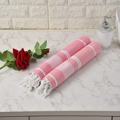 Furnofy Cotton 250 GSM Bath Towel Set Pink (Pack Of 2)