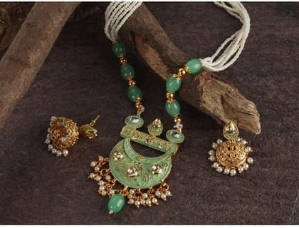 Women's Rose Gold Plated Alloy Necklace & Earings Set-PID47497