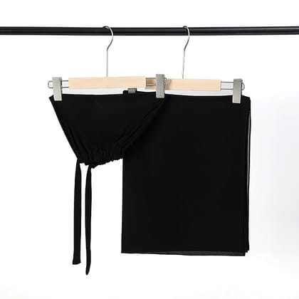 Matching Premium Chiffon Hijab & Undercap Set - Black-Black