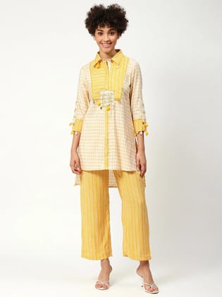 Cotton Printed Co-ord Set With Work Details-XS