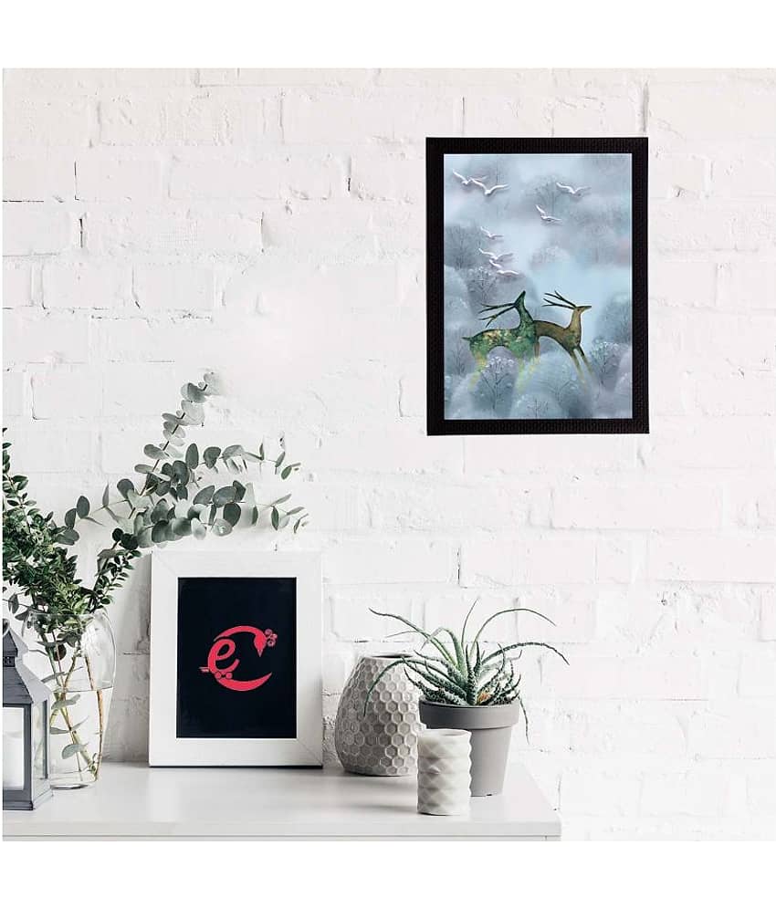 eCraftIndia Running Deer Satin Matt Texture UV Art Painting
