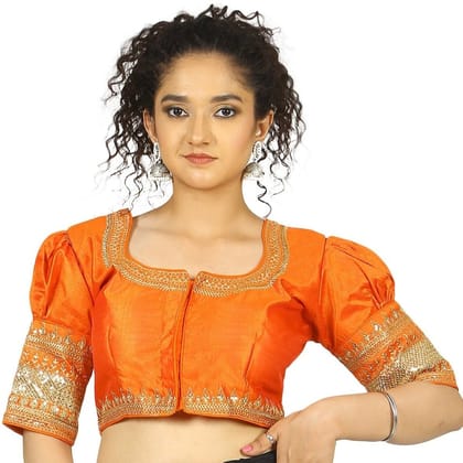 TheHangr Orange Raw Silk Blouse -  32