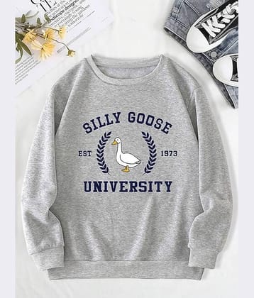 Kashian Women Fleece Round Neck Sweatshirt For ( Grey )