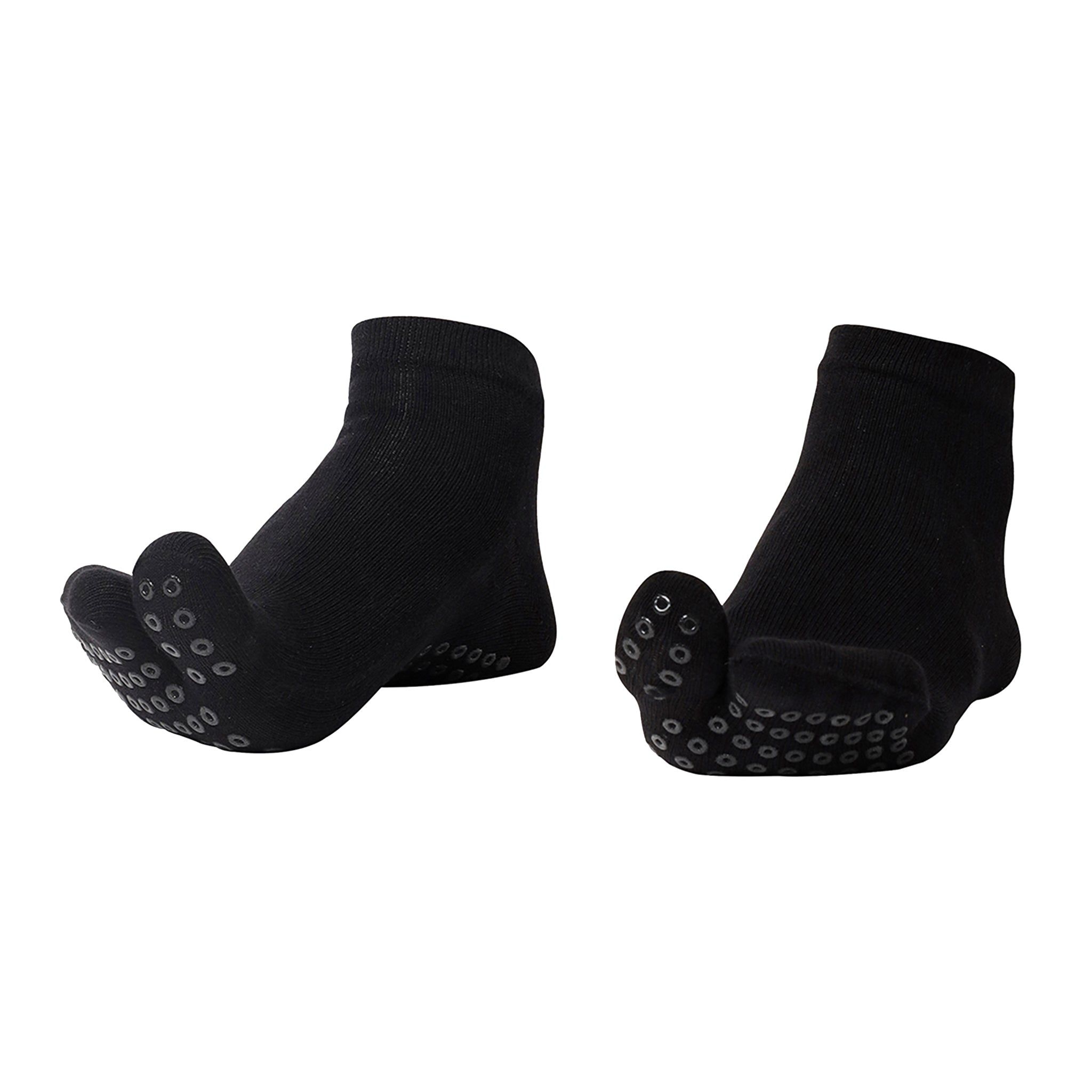 Elderly - Unisex Two-Toe Grip Socks – Anti-Slip Socks for Elderly Care, Fall Prevention - Black