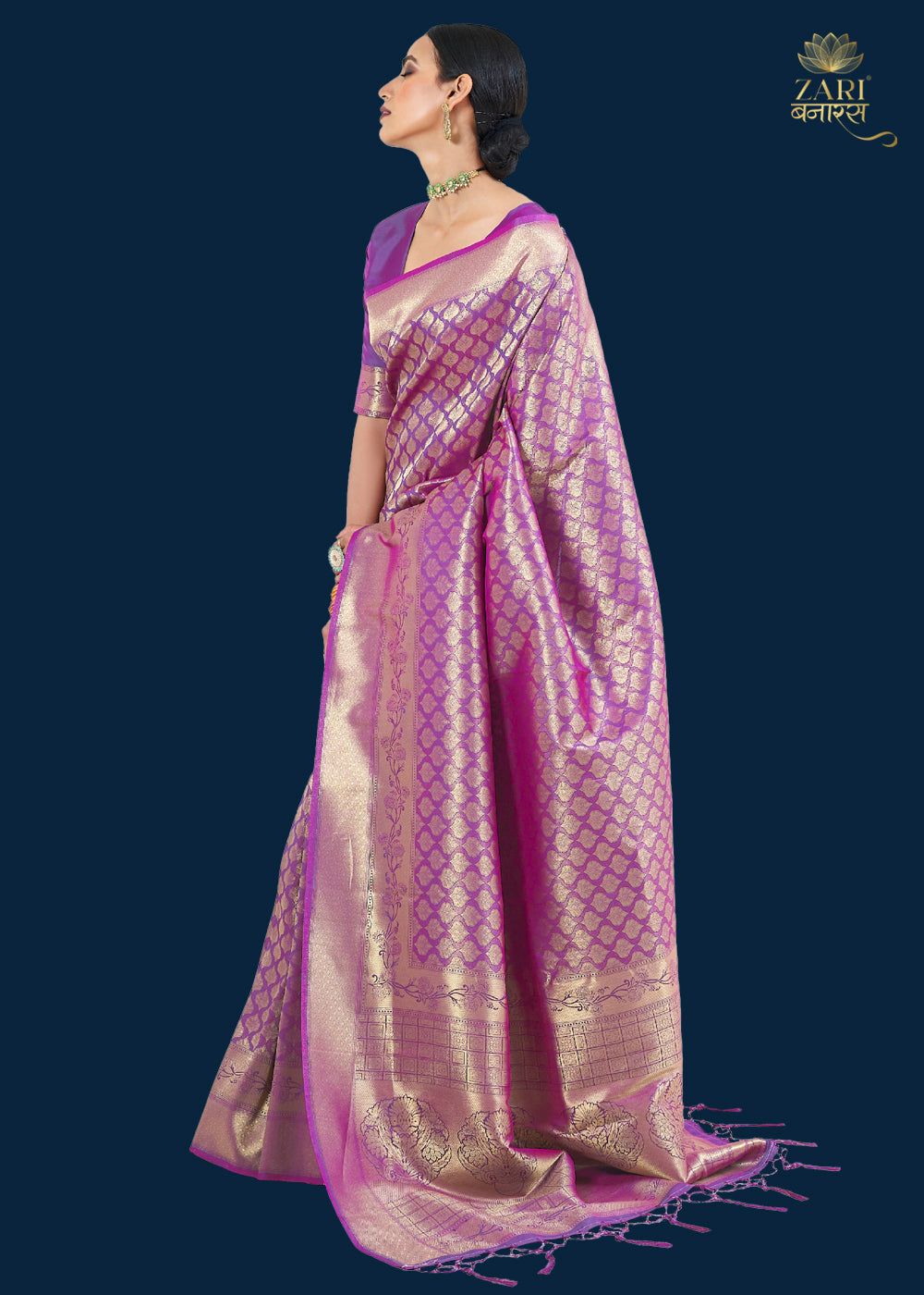 Royal Purple Woven Kanjivaram Silk Saree