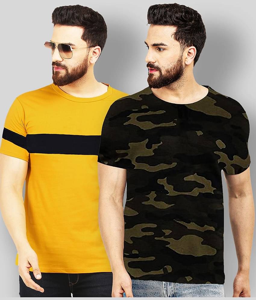 Leotude Pack of 2 Cotton Regular Fit Men's T-Shirt ( Multicolor )