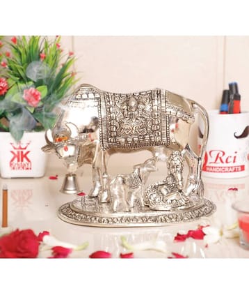 KridayKraft Aluminium Kamdhenu Cow Idol ( 17 cm )