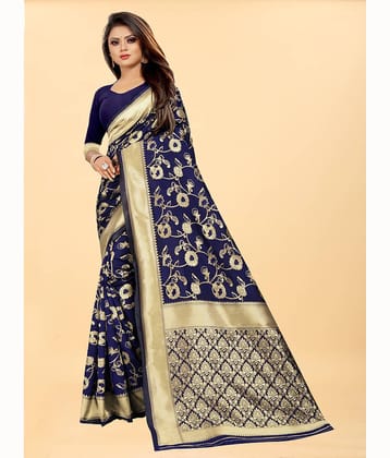 Gazal Fashions Banarasi Silk Embellished Saree With Unstitched Blouse Piece ( Pink )