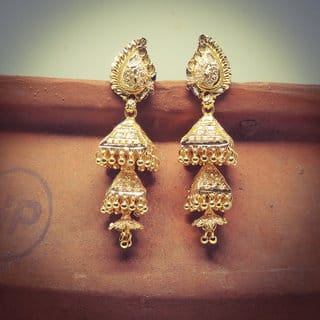 Traditional 1gm gold and micron plated  jhumkis