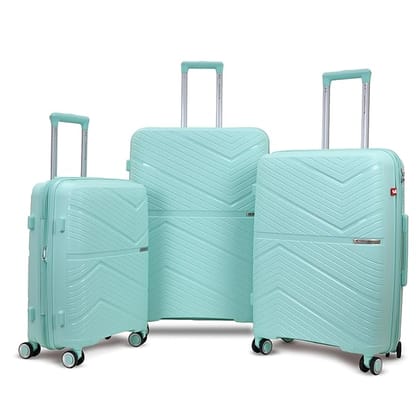 AMERICAN TRAVELLER TourisPrime Trolley Bag Set of 3 | Polypropylene Hard-Shell Luggage| Expandable Travel Suitcase | TSA-Type Lock | Anti-Theft Zip | 8 Dual Wheels (3, Light Green, S,M,L)