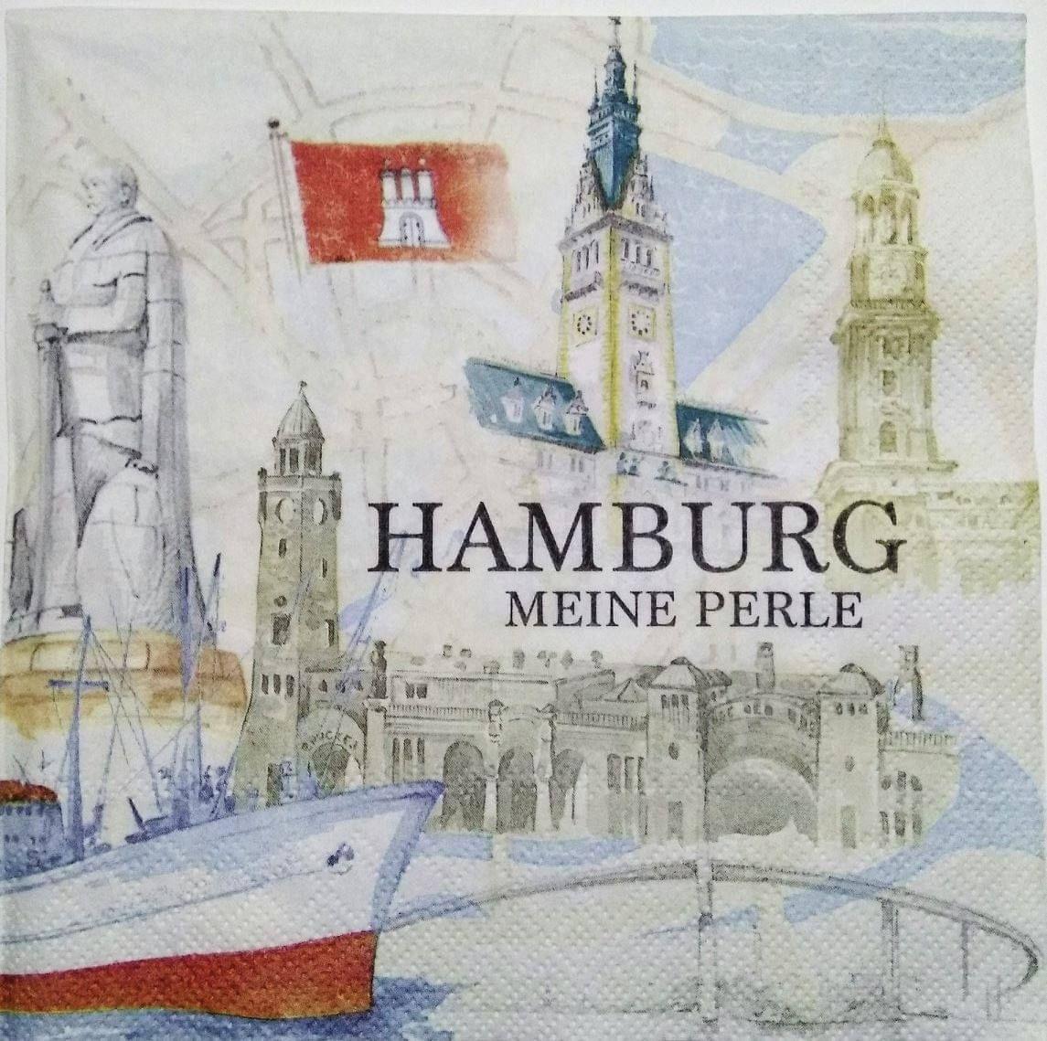 Decoupage Napkin / Tissue papers - 33cm by 33cm - Hamburg