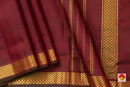 9 Yards Maroon Kanchipuram Silk Saree Handwoven Pure Silk Pure Zari With Arai Maadam Border For Wedding Wear PV NYC 770