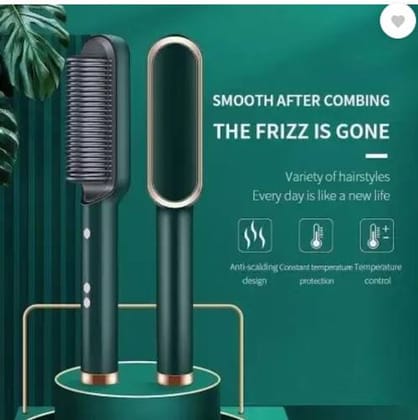 Two in One Ceramic Hair Straightener Brush Ionic Care Adjustable Heat