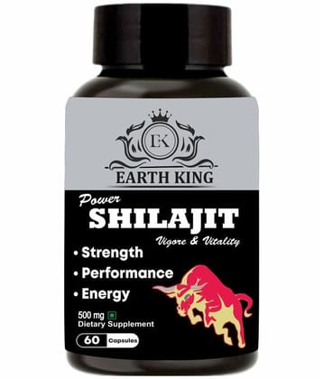 EARTH KING Power Shilajit/Shilajeet Capsule Support Strength, Stamina & Energy- 500mg 60 Capsules (Shilajit Pack of 1)
