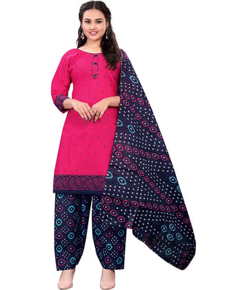 Rajnandini Women Cotton Printed Straight Kurti With Patiala Salwar ( Pink )