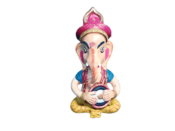 Hand Painted Terracotta Lord Ganesh Idol for home decorative and Festival Diwali Pujan 500 Gms (8 Inch)