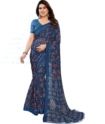 Kashvi Sarees Georgette Printed Ilkal Saree With Unstitched Blouse Piece ( Rama )