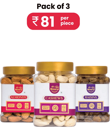 MANPRAS COMBO CASHEW-ALMOND-RAISIN-100G EACH [PACK OF 3]
