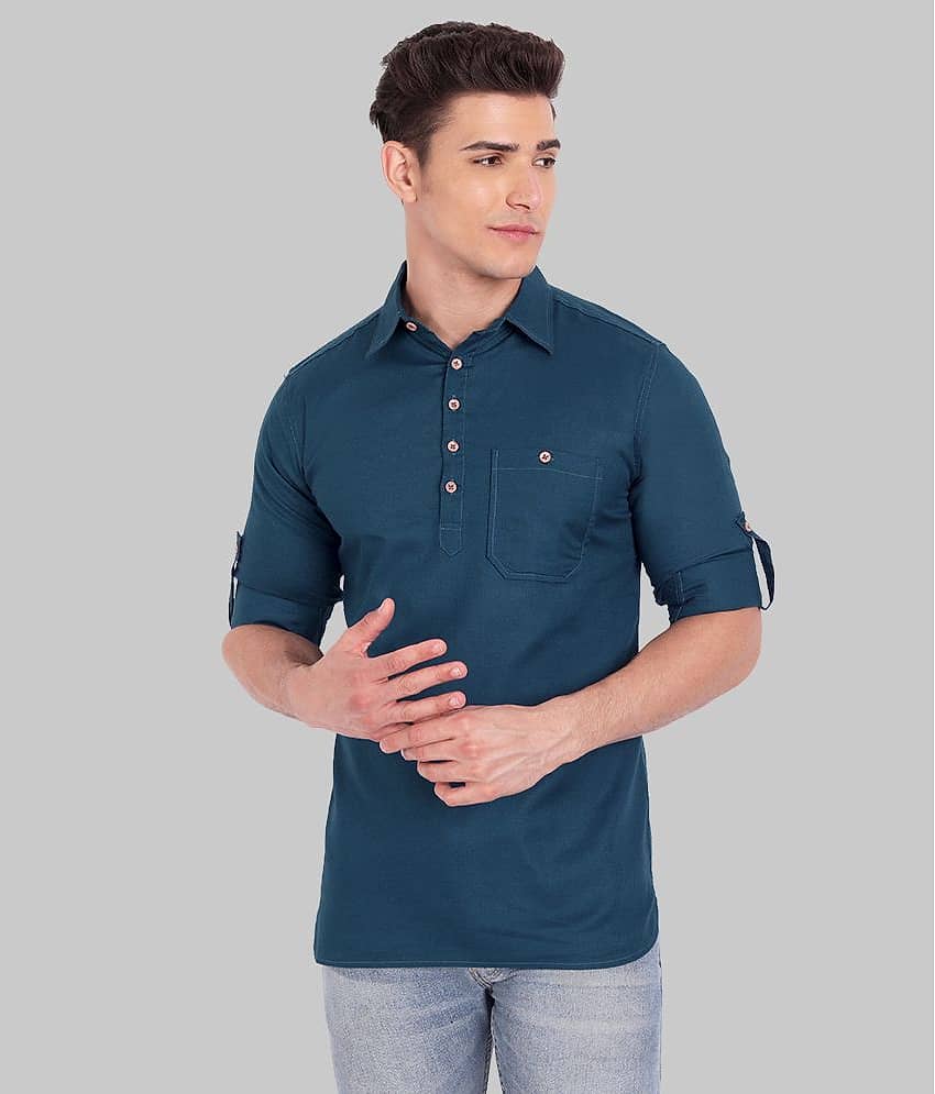 Vida Loca - Beige Cotton Men's Shirt Style Kurta ( Pack of 1 )