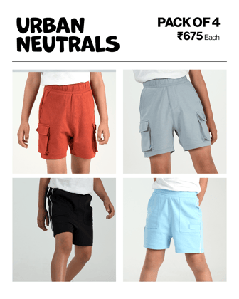 4-Pack All Day Cargo & Free Flo Shorts-4-5 Y
