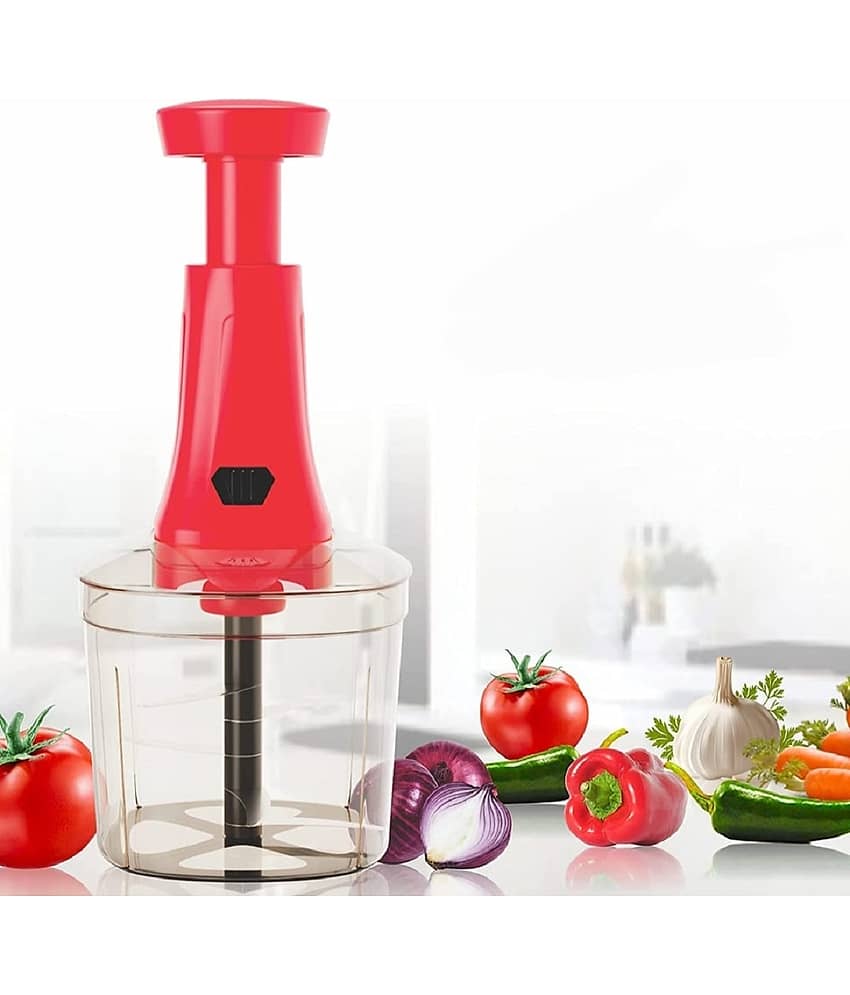 iview kitchenware - Push Chopper Black and Red Plastic Mannual Chopper 900 ml ( Pack of 1 )