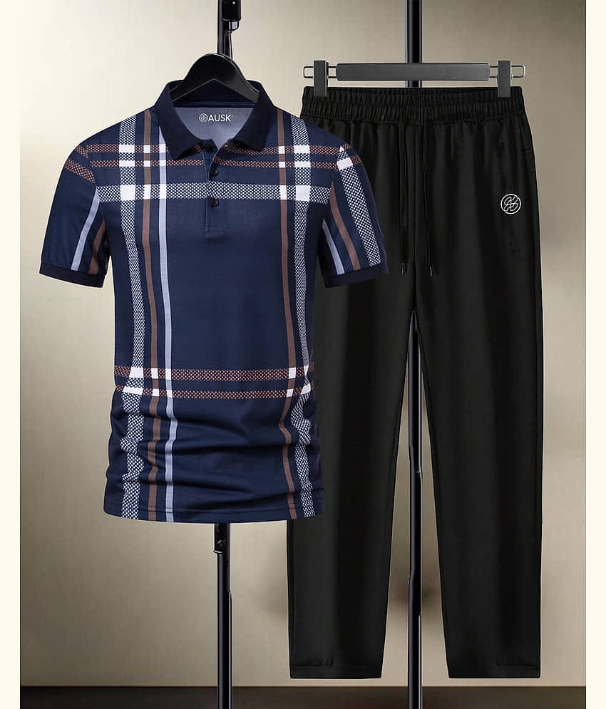 ENITOR Navy Blue Cotton Blend Relaxed Fit Men's Tracksuit ( Pack of 1 )
