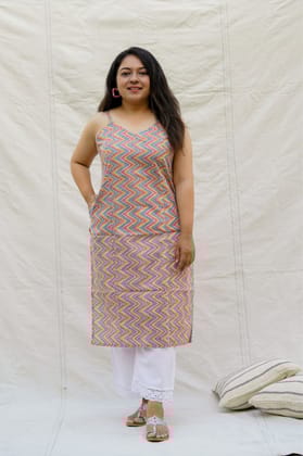 Candyland Spaghetti Cotton Kurta-XS