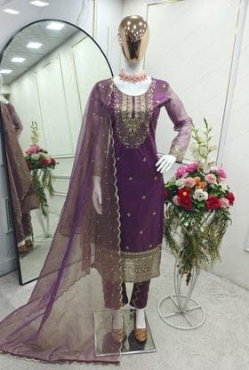 Party Wear Top-Pent And Dupatta With Embroidery Sequence Work Party Wear Top-Pent And Dupatta With Embroidery Sequence Work