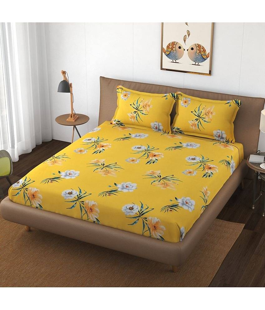 HIDECOR Microfiber Double Bedsheet ( Yellow )