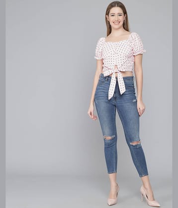 Addyvero Women's Rayon Knot Front Top ( Pink )