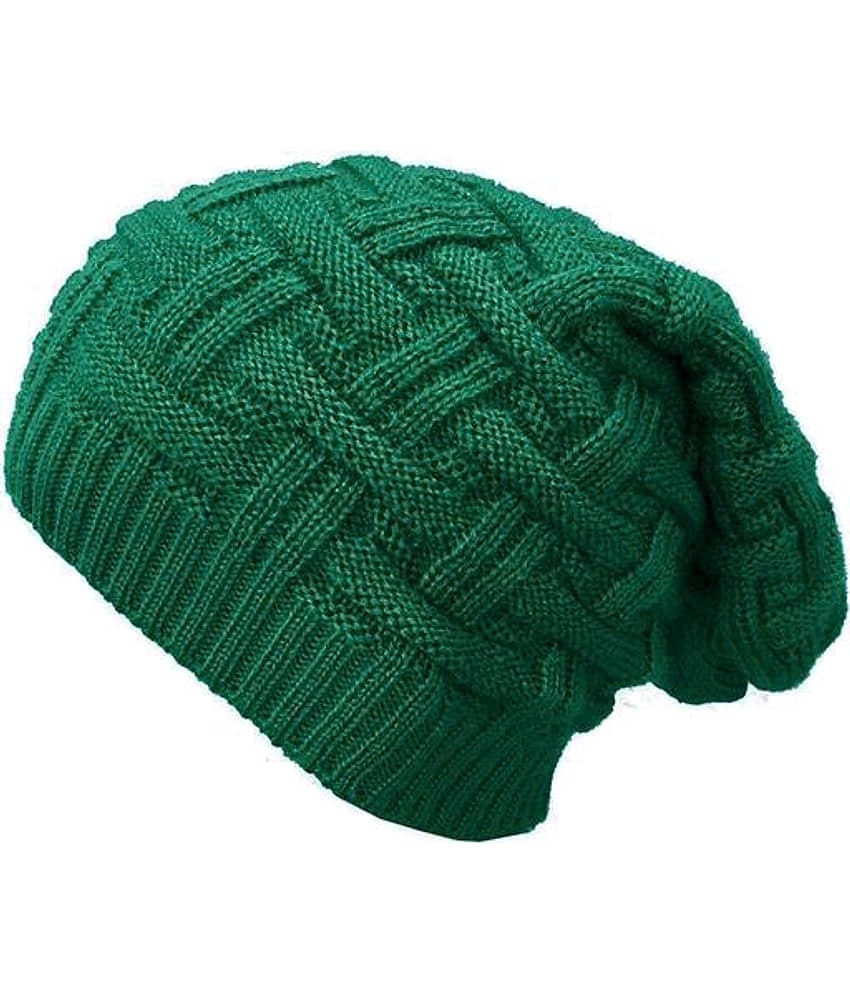 Whyme Fashion Green Knitted Fur Caps