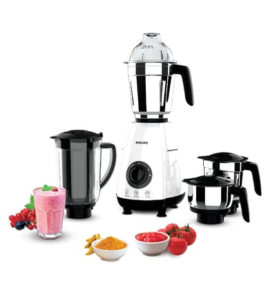Philips HL7703/03, Mixer grinder 1000 Watt, 4 Stainless Steel Multipurpose Jars with 3 Speed Control and Pulse function Philips HL7703/03, Mixer grinder 1000 Watt, 4 Stainless Steel Multipurpose Jars with 3 Speed Control and Pulse function - White / Larg