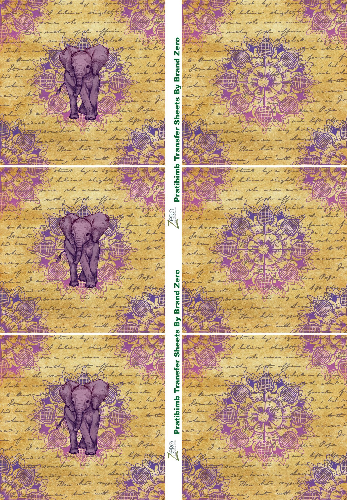 Brand Zero Pratibimb Transfer Sheets - Ethenic Elephant