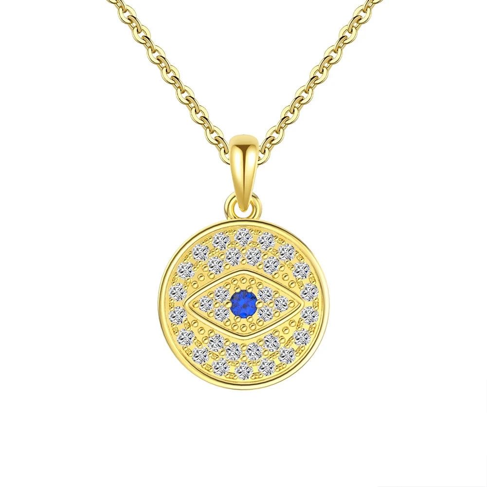 RINNTIN SN344 Fine Jewelry 925 Sterling Silver Necklace Factory Direct Custom Evil Eyes Pendant Necklaces