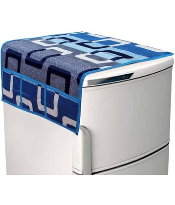 Shaphio Blue PVC 3 Fridge Mats+1 Fridge Handle Cover + 1 Fridge Top Cover (Size - 36 X 24 In)