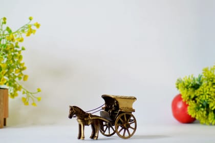 Brass Ghoda Gadi (Color - Golden, Size - 2.5H *5.25L*2.25B) by Snova Enterprises