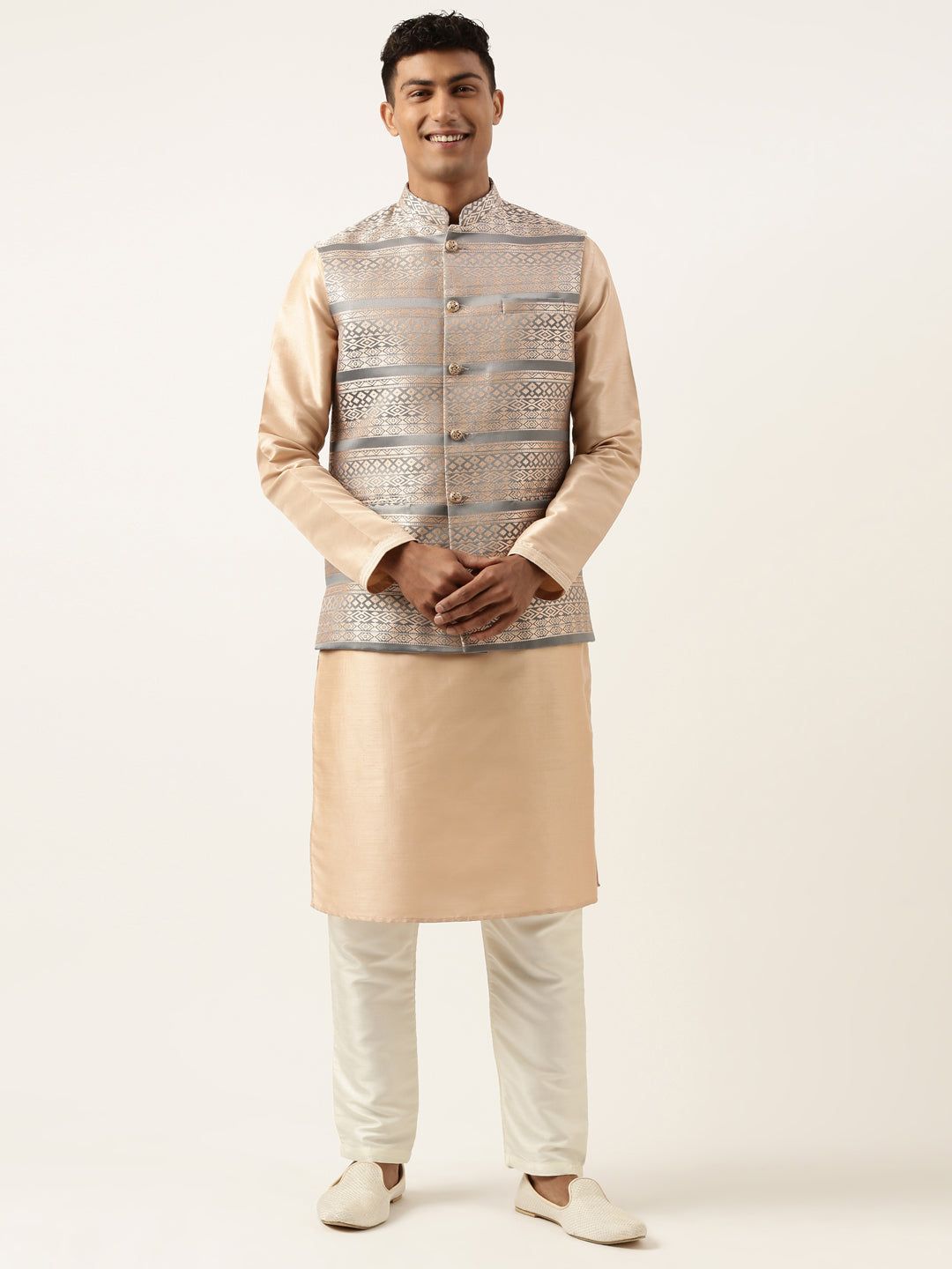 Grey Peach Jacquard Jacket-M/40
