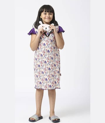 Sini Mini Cotton A-line Dress For Girls ( Pack of 1 , Purple )