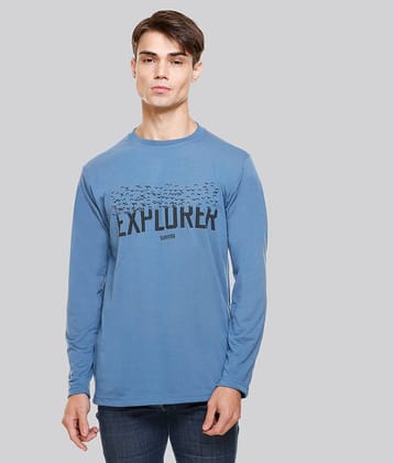 HVBK Pack of 1 Cotton Blend Regular Fit Men's T-Shirt ( Blue )