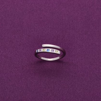 Multi-Colored Gemstones Elegant Split Band Silver Ring-Multi Stone / Silver / 5