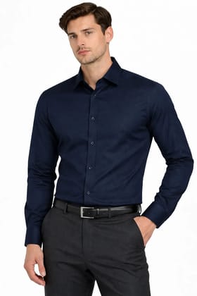 Mens Premium Navy Blue Cotton Shirt (60x40 Fabric) | Formal Wear | Regular Fit Mens Premium Navy Blue Cotton Shirt (60x40 Fabric) | Formal Wear | Regular Fit