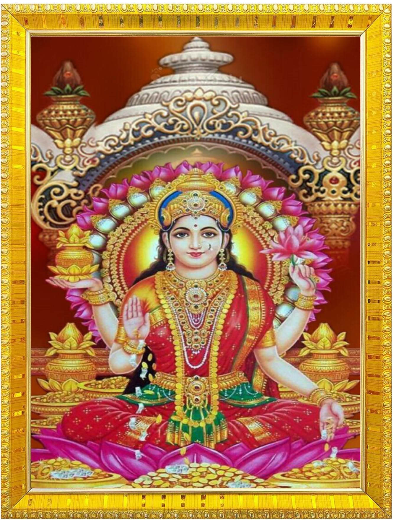 NOKKES Laxmi Devi Maa Mata Photo Frames Religious Photo frame 5X7 Inch Photo Frame_W27