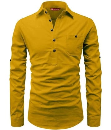 Yugnik Black Cotton Men's Shirt Style Kurta ( Pack of 1 )