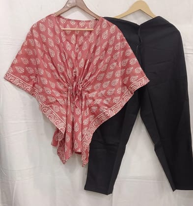 One Side Pocket in Pyjama Nice Stitching Work Beautiful  Kaftan set Cotton 60-60