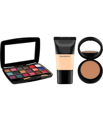 swenky 18 color shimmer eyeshadow with foundation & compact (Pack of 3)