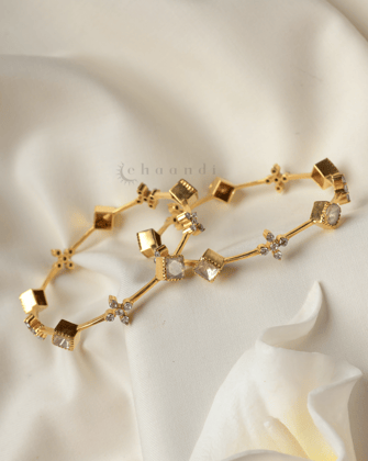Gold Polish Silver Bangle CHB1126 (Pair)